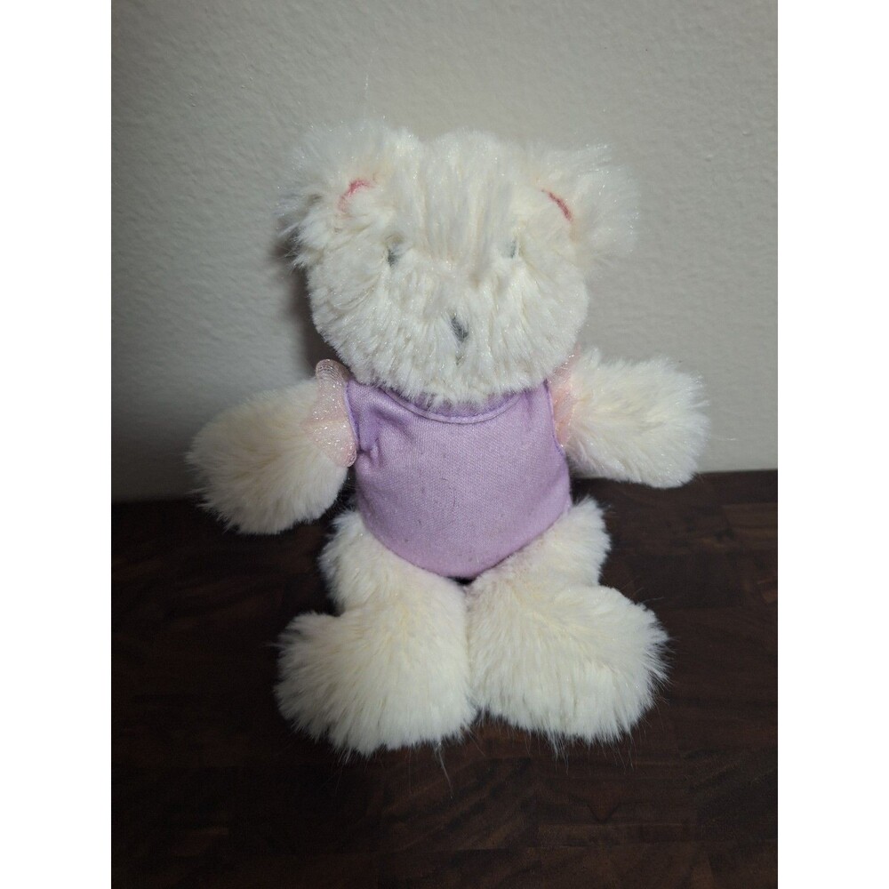 Vintage White Teddy Bear Plush‎ Purple Leotard Shiny Ears Stuffed Animal Toy